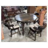 Beautiful Dark Pine Dining Table & Captains