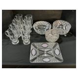 EAPG Glass, Bowls, Glasses, Vase, Platter.