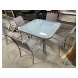 Aluminum Glass Top Patio Table & Mesh Chairs.