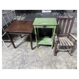 Slatted Childï¿½s Rocker, Vtg End Tables.
