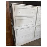 (2) White Wooden Filing Cabinets.