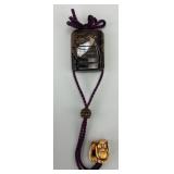 Antique Japanese Black Lacquer Inro Case.