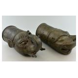 2 Antique Indian Bronze Palanquin Finials.
