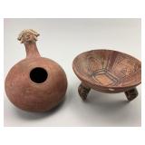 Pre Colombian Moche Canchero & Tripod Bowl.