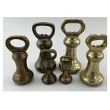 Antique English Brass Bell Scale Weights.