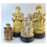 Four Faux Ivory Chinese Nobles & Guanyin Figures.