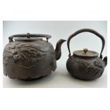 2 Japanese Meiji Cast Iron Tetsubin Kettles.