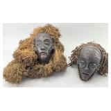 2 Chokwe African Mwana Pwo Tribal Masks