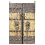 Pair of Antique Chinese Elmwood Temple Gate Doors.