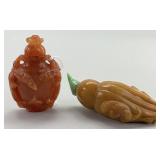 2 Antique Chinese Carved Agate Snuff Bottles.