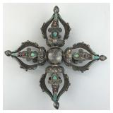 Tibetan Buddhist Silver Double Dorje Vajra.