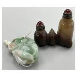 Antique Chinese Jadeite and Agate Snuff Bottles.
