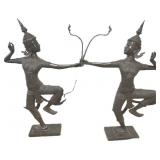Large Pair of Thai Lord Rama Bronze Statues.