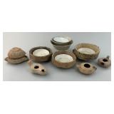 Terra Cotta/Clay Pottery Oil Lamps & Bowls.