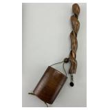 Japanese Meiji Period Wood Pipe & Tobacco Case.