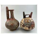 2 Pre-Colombian Style Painted Earthenware Vessels.
