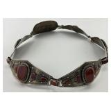 Antique Chinese Silver Carnelian Belt.