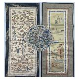 3 Antique Chinese Embroidered Silk Textile Panels.