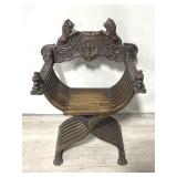 Italian Renaissance Carved Walnut Savonarola Chair