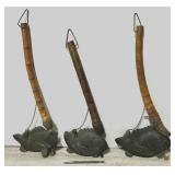 3 Antique Japanese Fish-Form Jizaikagi Hooks.