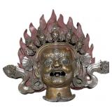 Tibetan Bronze Wall Mask of Mahakala.