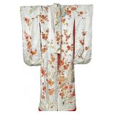 Antique Japanese White Silk Uchikake Kimono.