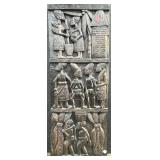 West African Carved Wood Granary Door.