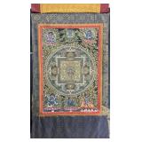Vintage Tibetan Thangka Mandala Painting on Silk.