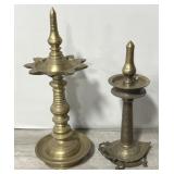 Vintage Indian Brass Kerala & Diya Oil Lamps.