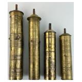 4 Antique Turkish Ottoman Brass Coffee Grinders.
