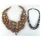 Vintage Faux Amber and Black Horn Necklaces.