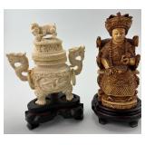 Chinese Faux Ivory Empress Statuette & Censer.