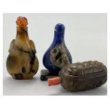 3 Chinese Agate Snuff Bottles.