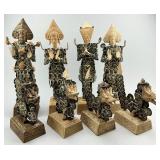 8 Vintage Balinese Kepeng Coin Statues.