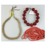Snake Vertebrae, Cinnabar & Coral Necklaces.