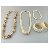 Vintage Chinese/Japanese Carved Bone Jewelry.