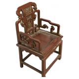 Antique Chinese Carved & Lacquered Armchair.