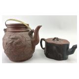 Two Chinese Yixing Zisha Clay Teapots.