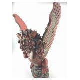 Balinese Carved & Painted Wood Singa Statue.