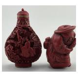 2 Vintage Chinese Cinnabar/Resin Snuff Bottles.