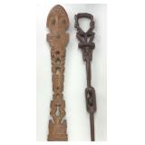 Polynesian War Club & African Walking Stick.