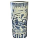 Chinese Blue & White Porcelain Umbrella Stand.