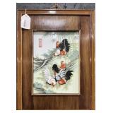 Chinese Framed Hand Painted Porcelain Plaque.