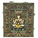 Antique Nepalese Buddhist Votive Wall Plaque.