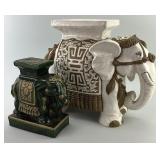 2 Ceramic Elephant Small Pedestals.
