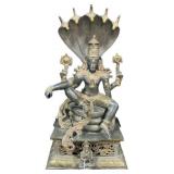 Large Hindu Deity Lord Vishnu Bronze Statue.