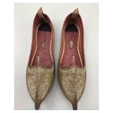 Pair of Indian Gold Embroidered Jutti Shoes.