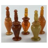 5 Vintage Chinese Agate and Amber Snuff Bottles.