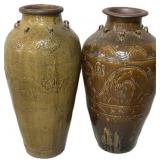 2 Antique Chinese Glazed Pottery Martaban Jars.