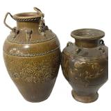 2 Antique Chinese Brown Glazed Martaban Jars.